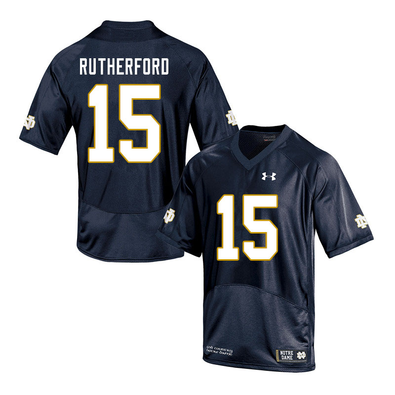 Men's NCAA Notre Dame Fighting Irish #15 Isaiah Rutherford Stitched College Under Armour Authentic Navy Football Jersey XT10G36OD